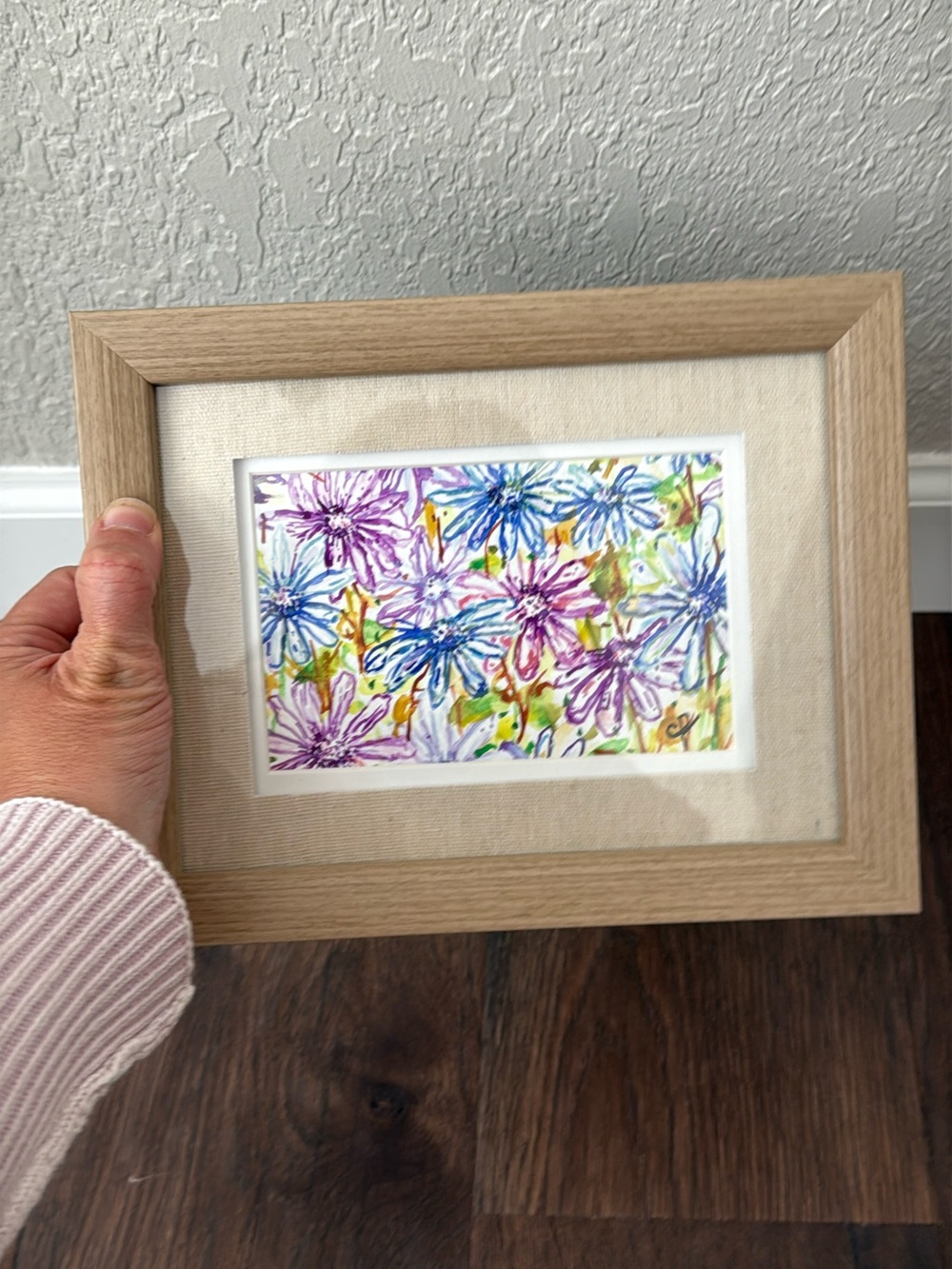 Original Framed Floral Mixed-Media Art, Wildflowers/Trails/Mountains & Fields
